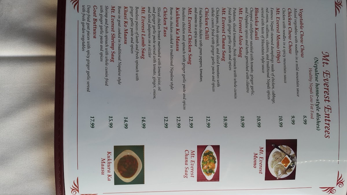 Mount Everest Restaurant And Bar - Hampden Menu-2
